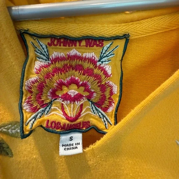 Johnny Was Yellow V-Neck Sweater with Floral Embroidery - Picture 3 of 5